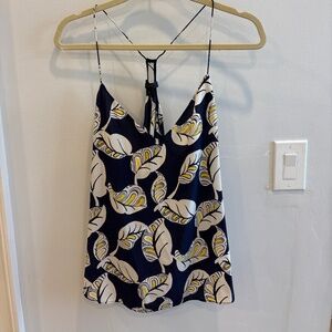 J Crew Navy, White, Yellow Silk Camisole - Size 12